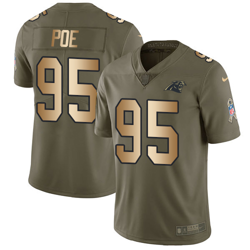 Nike Panthers #95 Dontari Poe Olive/Gold Men's Stitched NFL Limited Salute To Service Jersey